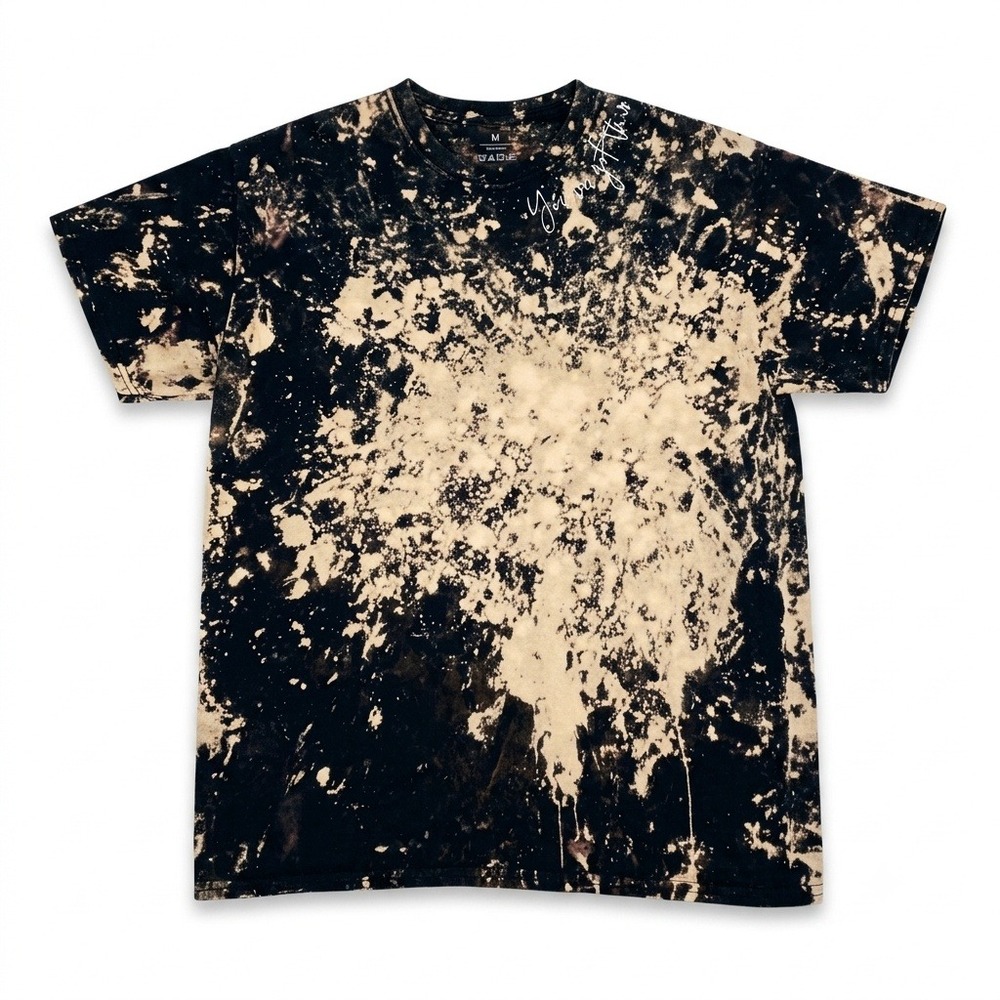 Gildan Bleached Acid Wash T-Shirt Mens Large L Black Youve Got This Distressed